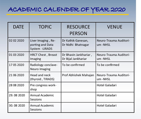 Academic Calendar of Year 2020